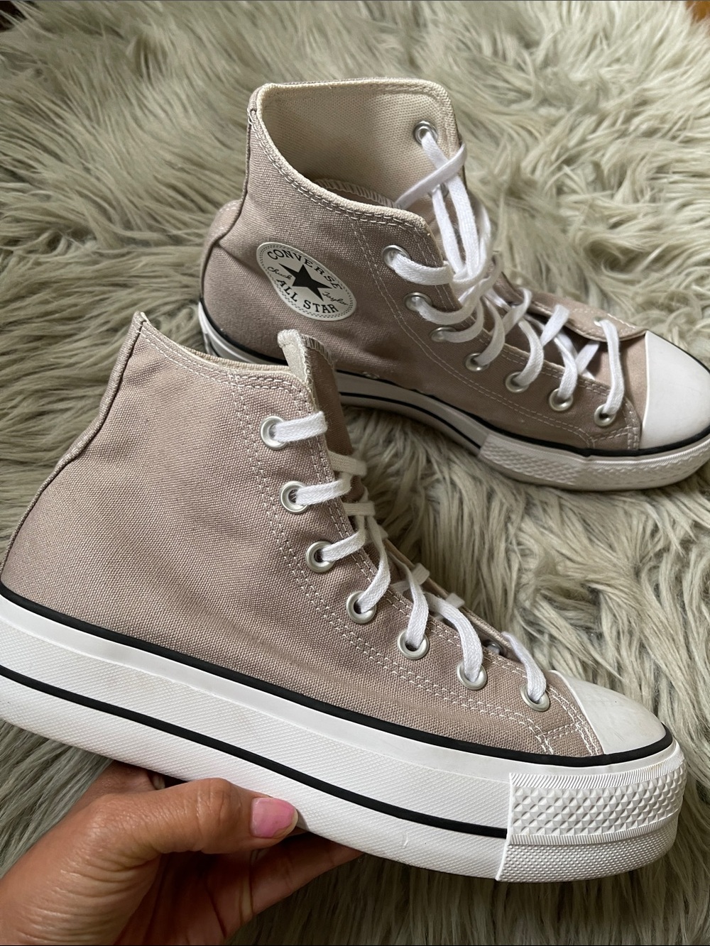 Converse Platform High Top Sneakers in Light Taupe